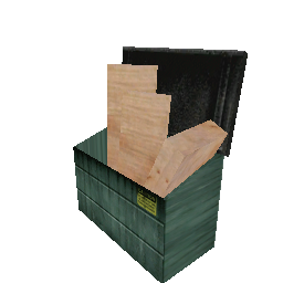 Большая зеленая мусорка с коробками (объект) - №33994